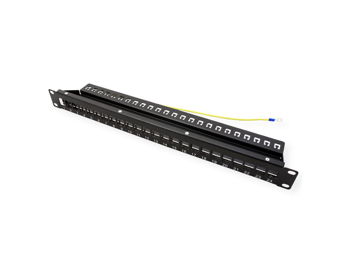VALUE 19"-Keystone-Modulträger, 24 Ports, 1HE, geschirmt, schwarz