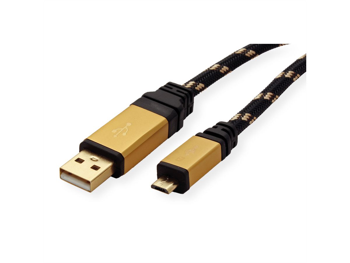 ROLINE GOLD USB 2.0 Kabel, Typ A ST - Micro B ST, 1,8 m