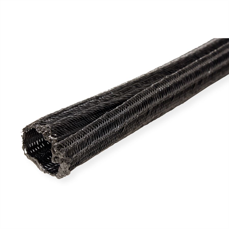 ROLINE PVC Gewebeschlauch für Kabelbündelung, selbst-schliessend, schwarz, 2,5 m