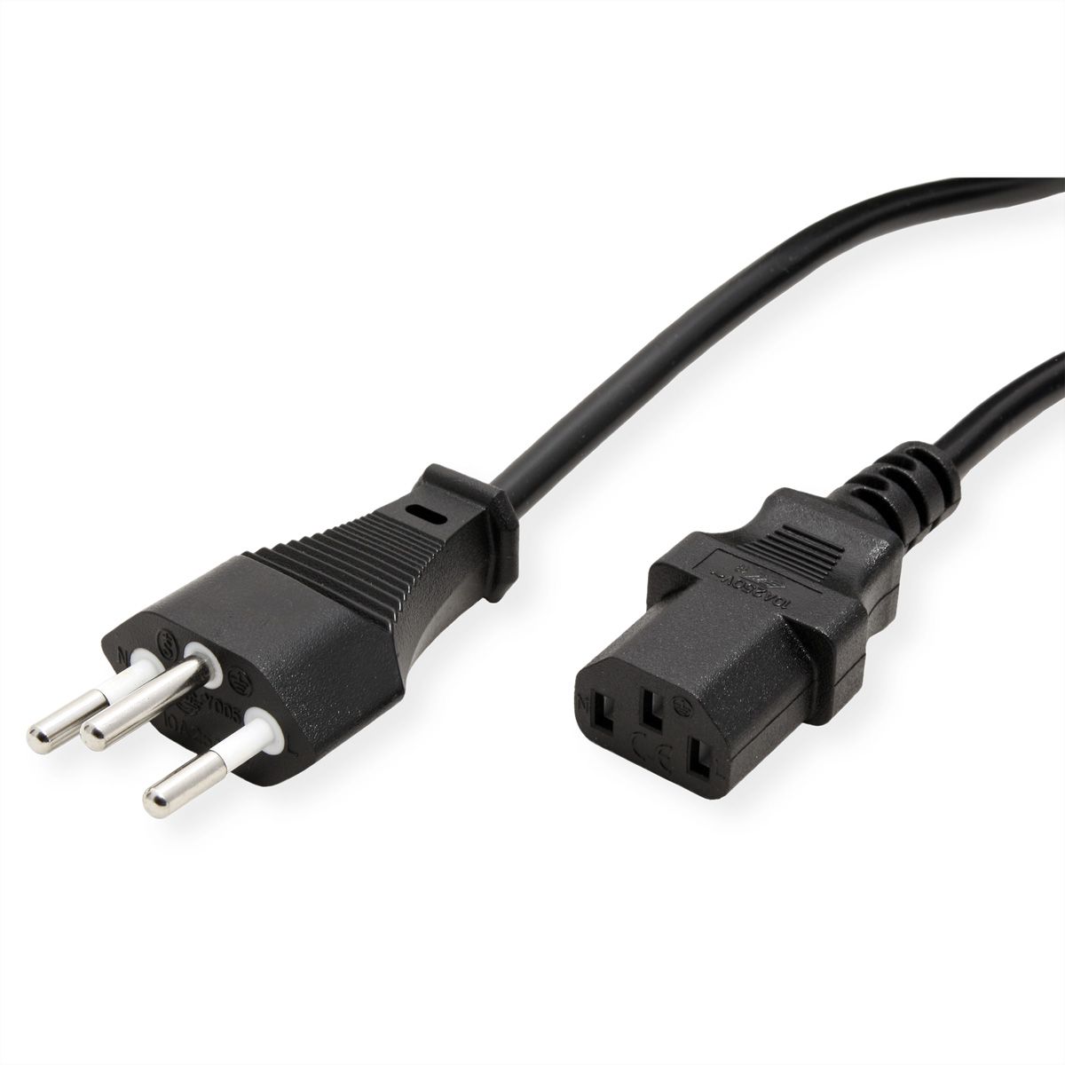 VALUE Netzkabel T12 auf C13, schwarz, 0,8 m