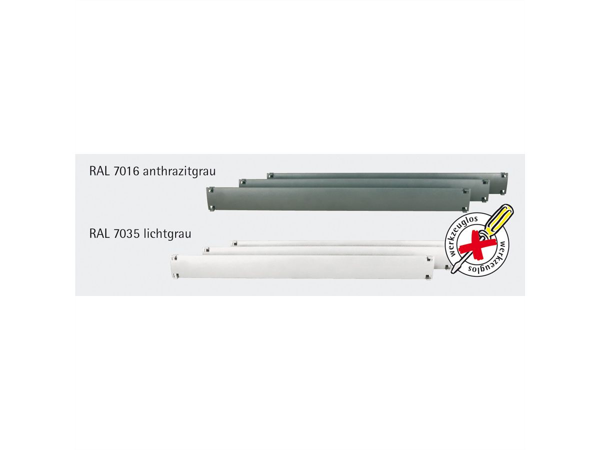 19"-Blindplatten zum Einklipsen, Kunststoff 1 HE, 10St., RAL 7035 Lichtgrau