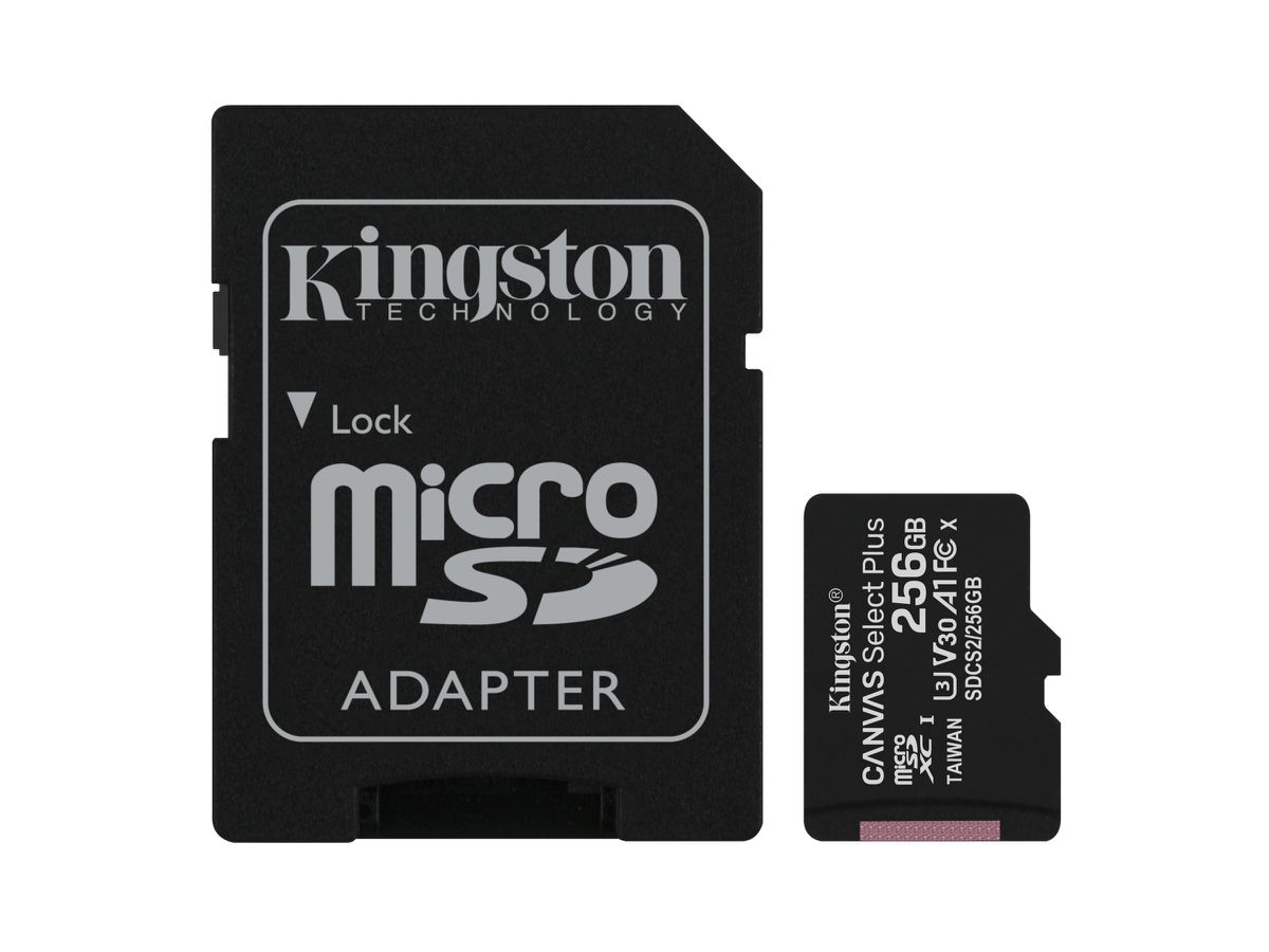 Kingston Technology 256GB micSDXC Canvas Select Plus 100R A1 C10 Speicherkarte + Adapter