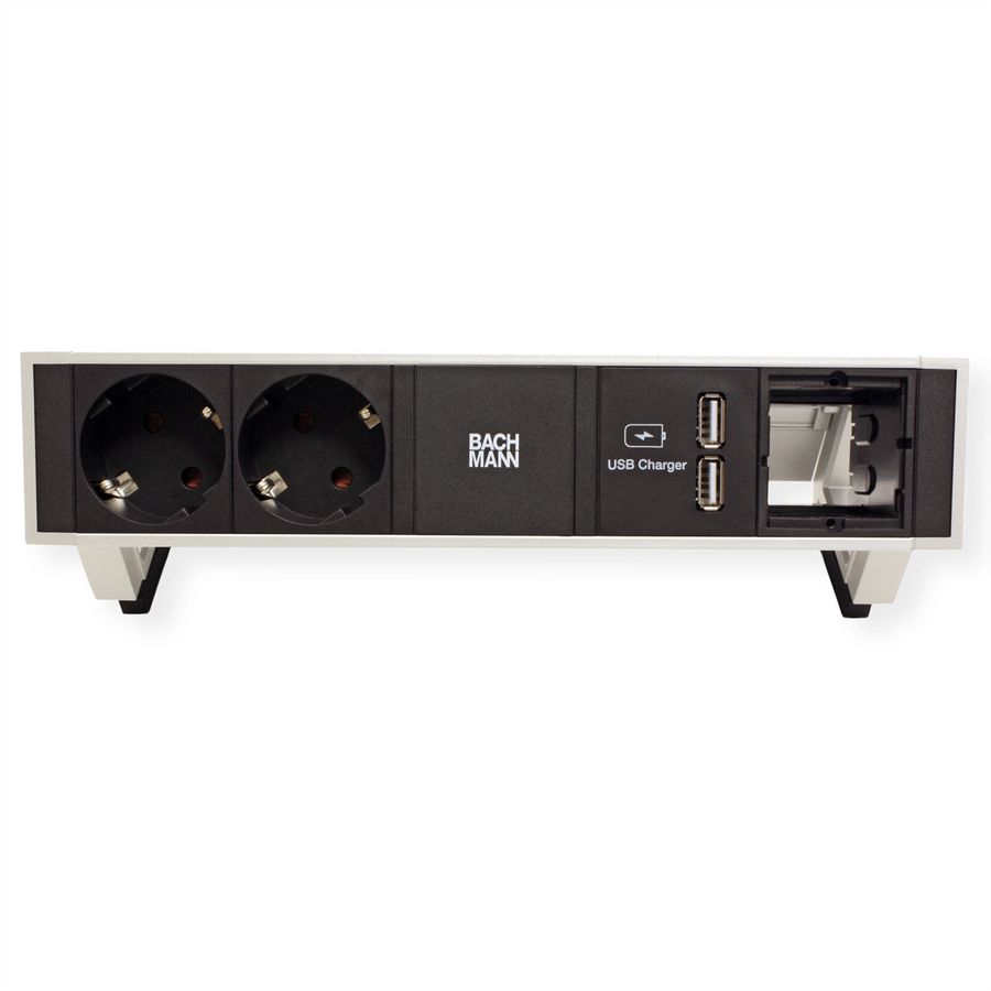 BACHMANN DESK2 2x Schutzkontakt 1x USB-Charger 1x ABD GST18, weiß