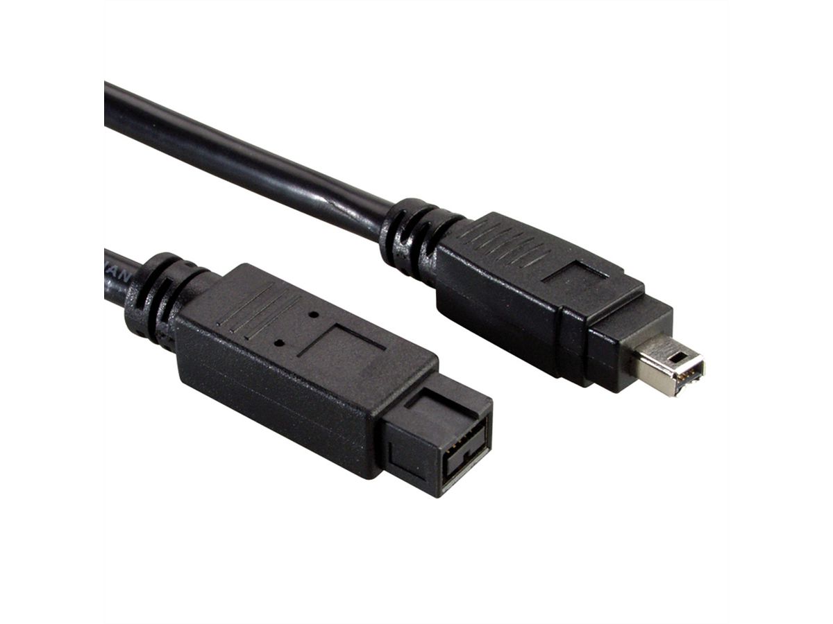 ROLINE IEEE 1394b / IEEE 1394 Kabel, 9/4polig, schwarz, 1,8 m