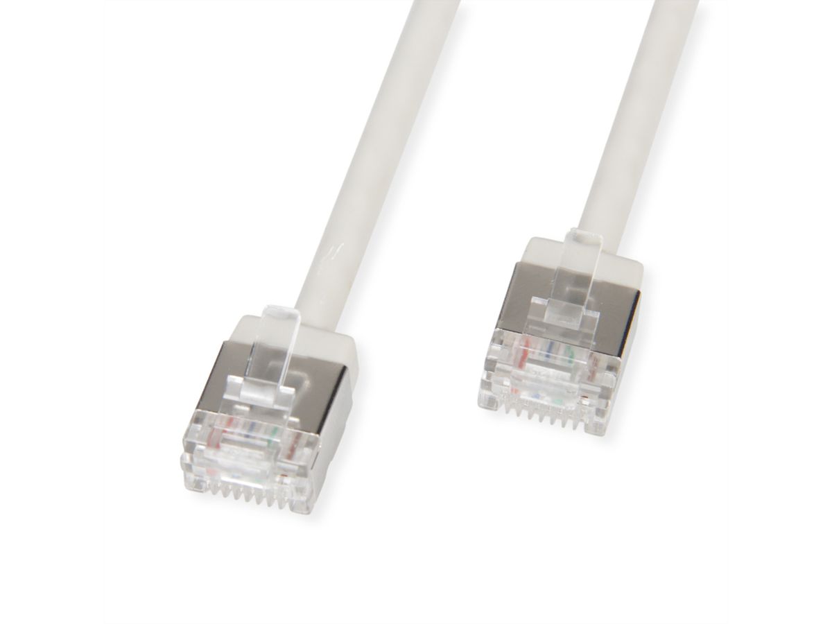 ROLINE U/FTP DataCenter Patchkabel Kat.6A (Class EA), LSOH, slim, extra kurzer Stecker, grau, 5 m