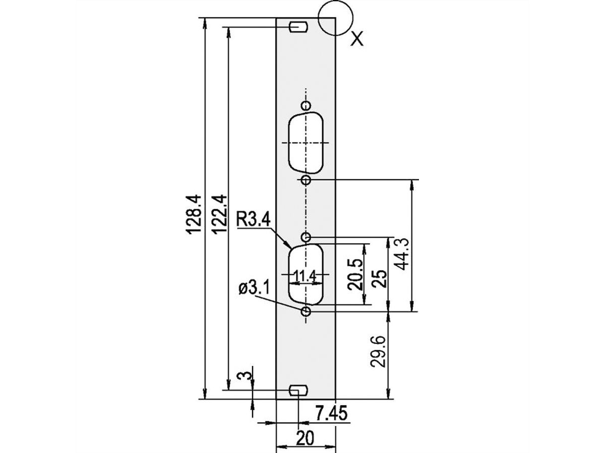 SCHROFF Frontplatten für D-Sub Steckverbinder - FRONTPR. 3HE 4TE 2X9 POLIG