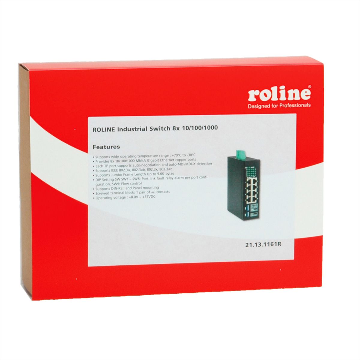 ROLINE Industrie Gigabit Switch, 8x RJ-45