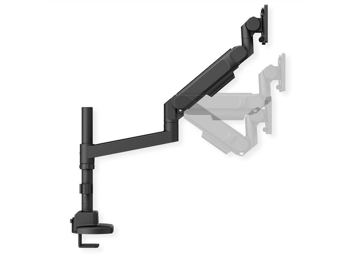 ROLINE Schwerlast-LCD-Arm, Trägerstange, 4 Gelenke, Tischmontage, bis 22/27 kg, schwarz