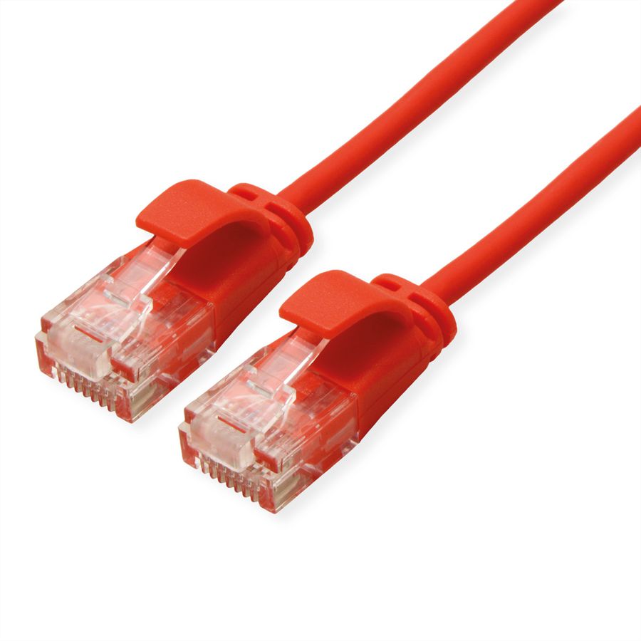 ROLINE GREEN UTP Patchkabel Cat.6A (Class EA), LSOH, slim, rot, 0,15 m