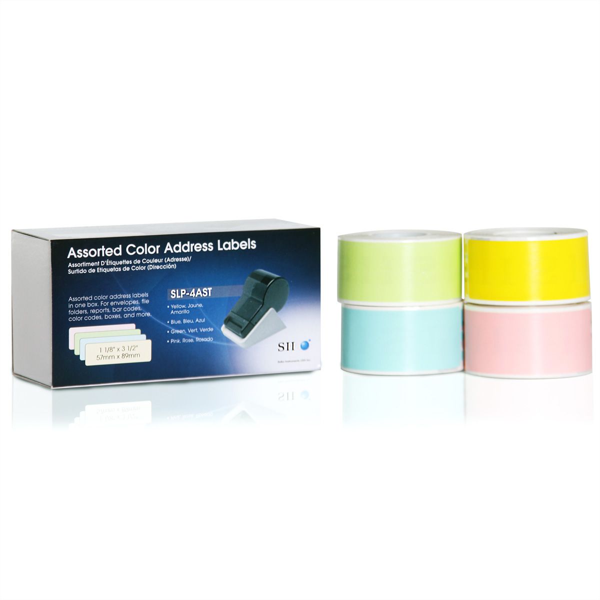 SEIKO Sortierte bunte Etiketten, SLP-4AST, 130 St. 4 Rollen