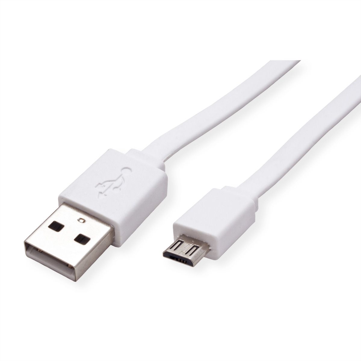 ROLINE USB 2.0 Kabel, USB A ST - Micro USB B ST, weiß, 1 m