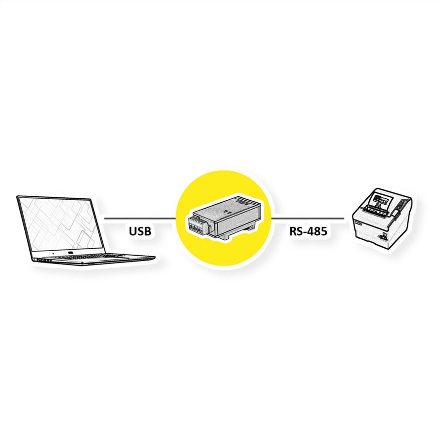 ROLINE USB 2.0 nach RS422/485 Adapter für DIN Hutschiene