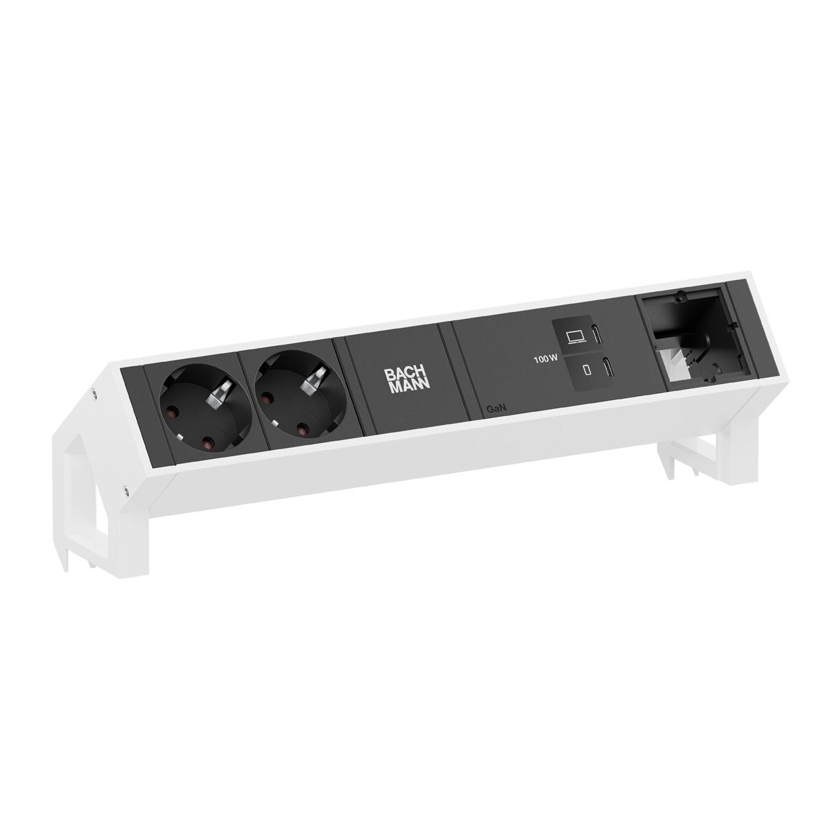 BACHMANN DESK2 2xCEE7/3 1xUSB C/C 100W, 1xCM L=0,2m RAL9010
