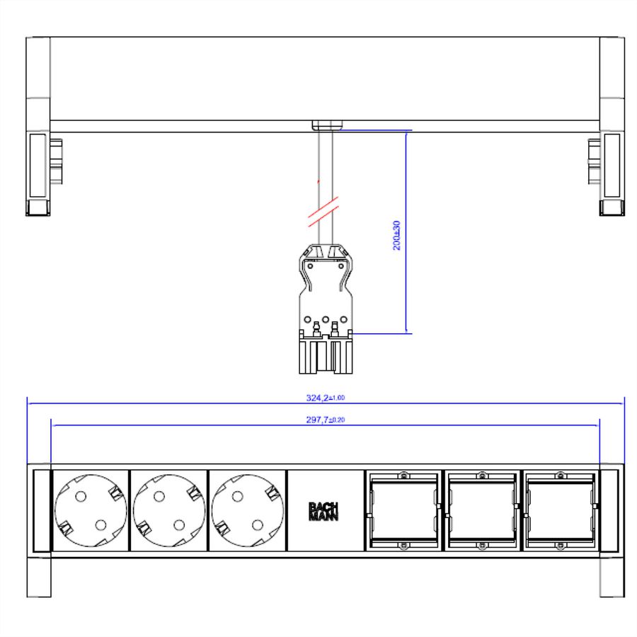 BACHMANN DESK2 3x Schutzkontakt 3x ABD, weiß