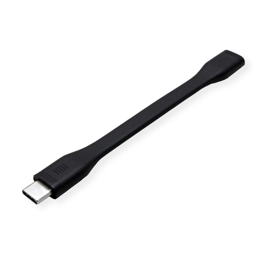 ROLINE USB4 Gen3x2 Verlängerungskabel, USB C-C, ST/BU, 8K UHD-2, 40Gbit/s, 100W, extra-flach, schwarz, 11,5 cm