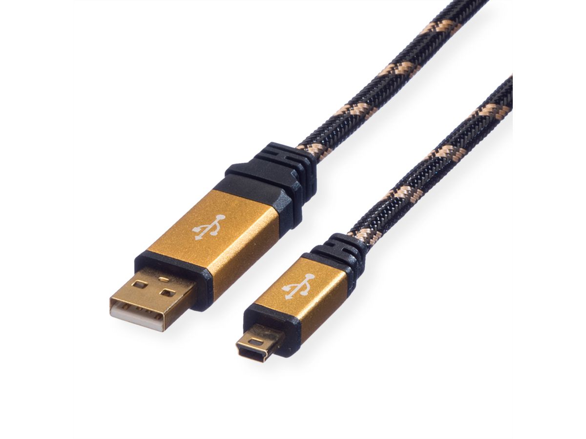 ROLINE GOLD USB 2.0 Kabel, Typ A - 5-Pin Mini, 1,8 m