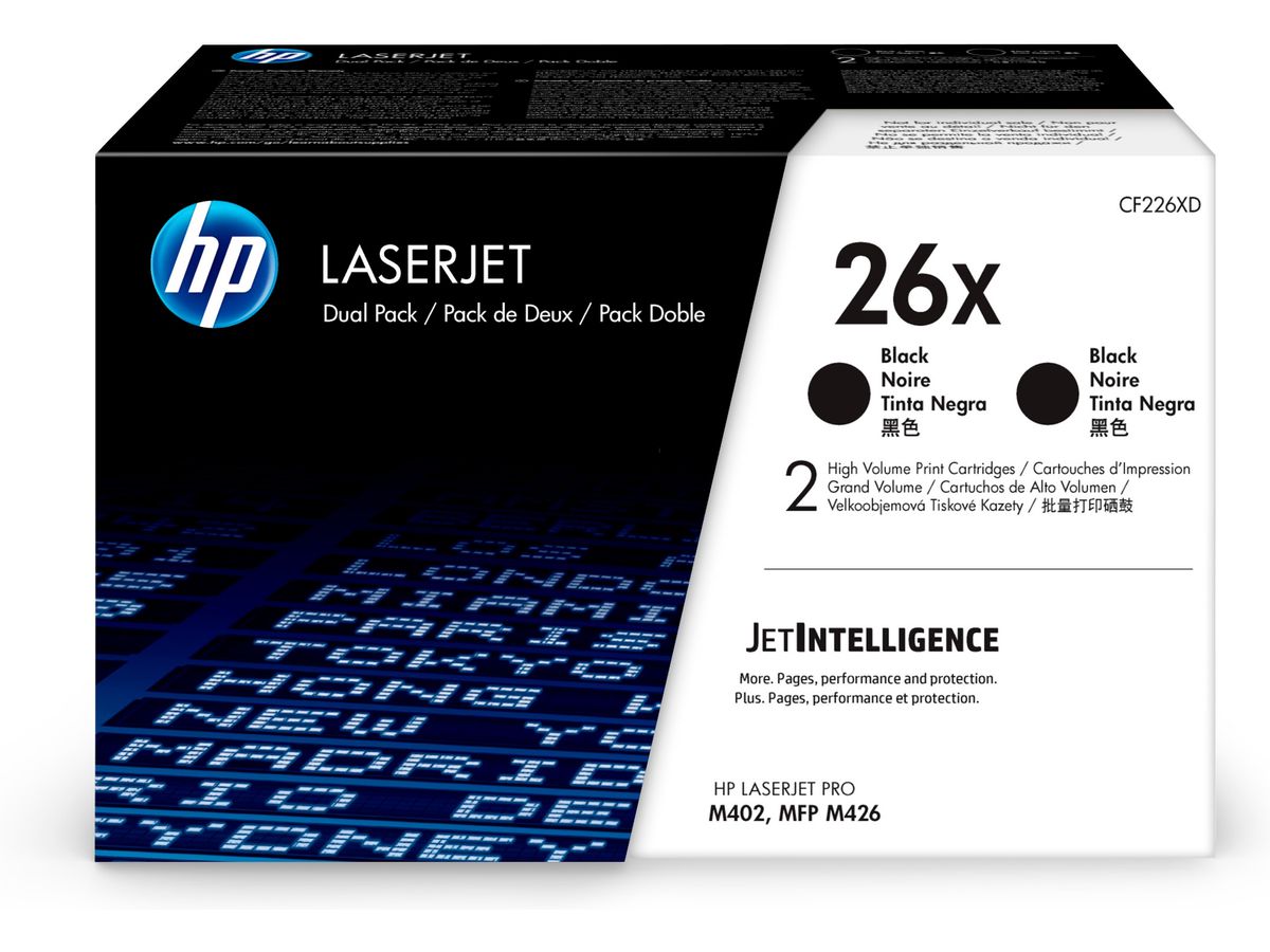 HP 26X 2er-Pack Schwarz Original LaserJet Tonerkartuschen mit hoher Reichweite