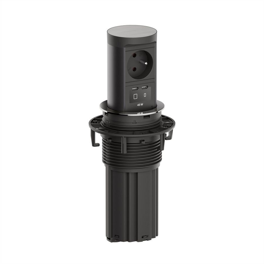 BACHMANN ELEVATOR2 1xUTE, 1xUSB C/C 45W Edelstahl-Optik 2,0 m AEH