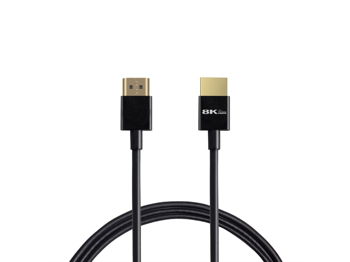 ROLINE 8K HDMI Ultra HD Kabel mit Ethernet, Slim, ST/ST, schwarz, 1,5 m