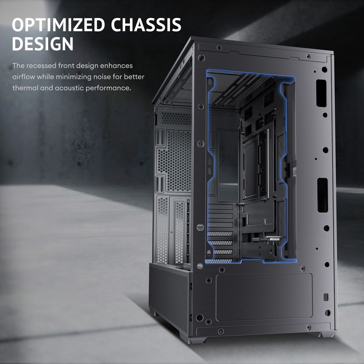 ANTEC FLUX Rear ATX/Micro-ATX/ITX Midi Tower PC Gehäuse , schwarz