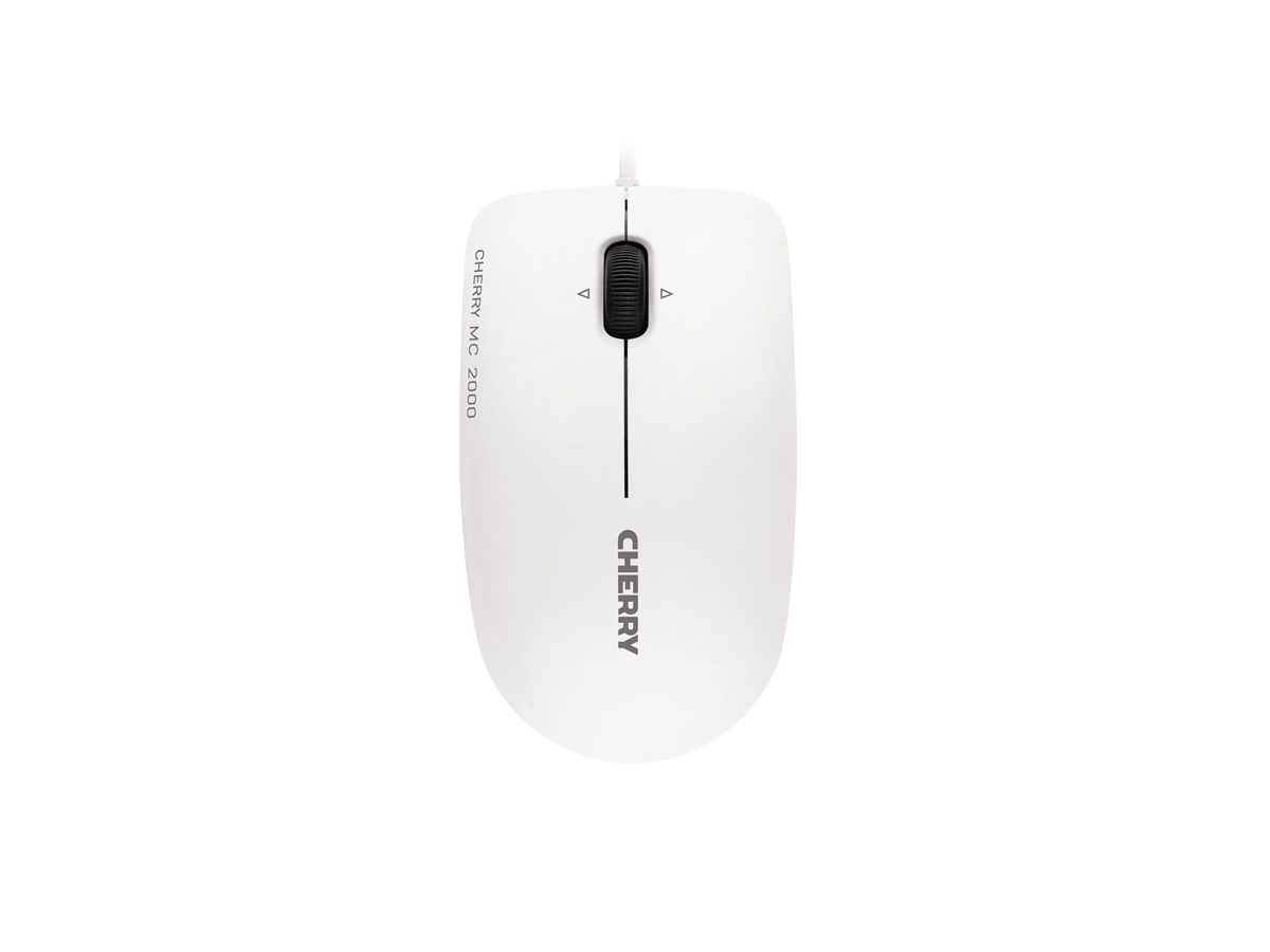 CHERRY MC 2000 Kabelgebundene Maus mit schwenkbarem Rad, Weiß Grau, USB