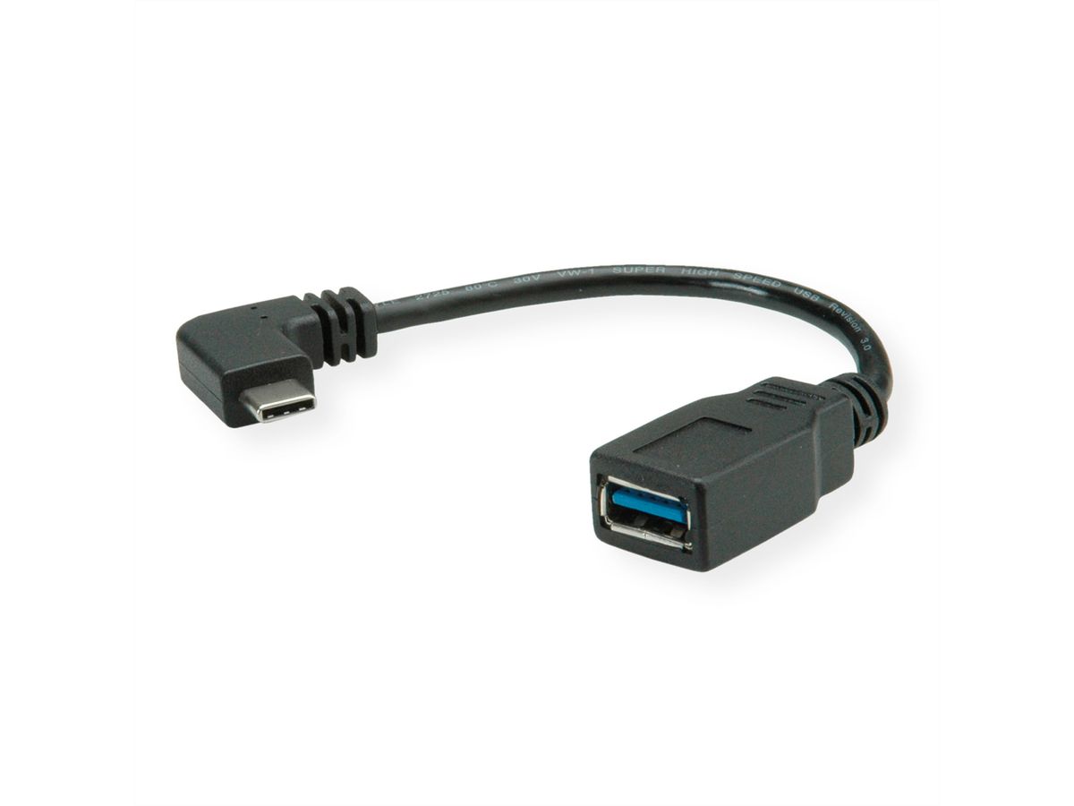 ROLINE USB 3.2 Gen 1 Kabel Typ C - Typ A, ST/BU, OTG, schwarz, 0,15 m