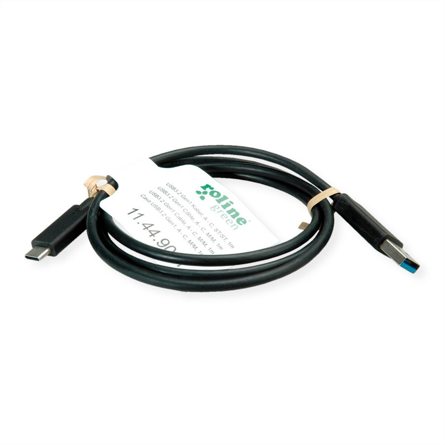 ROLINE GREEN USB 3.2 Gen 1 Kabel, USB A-C, ST/ST, schwarz, 0,5 m