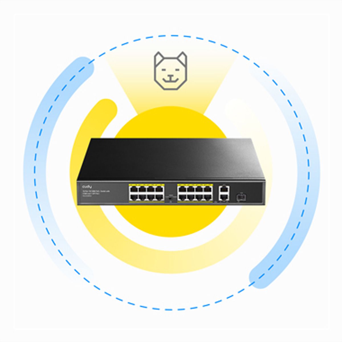 CUDY FS1018PS1 16-Port 10/100M PoE+ Switch 2 Gigabit Uplink 1 SFP Port 200W