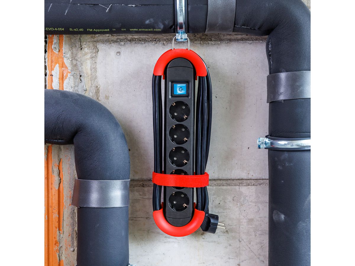 BACHMANN HOOK Indoor 5x Schutzkontakt, Kunststoff, mit Schalter, 5 m