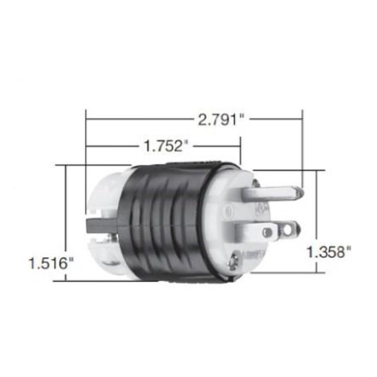 BACHMANN USA-Stecker, 2-polig, 3-adrig, 15A/125V, schwarz