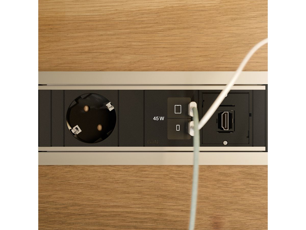 BACHMANN POWER FRAME 1xCEE7/3, 1xUSB C/C 45W 1xCM L=0,2m