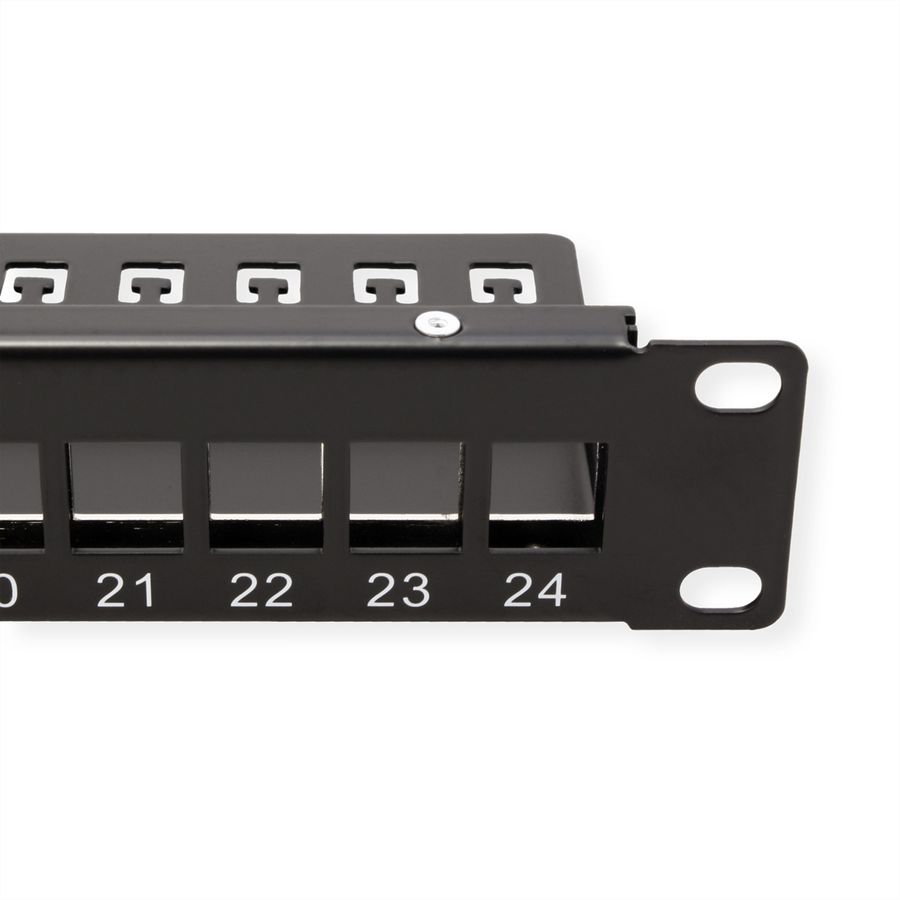 VALUE 19-Zoll-Keystone-Modulträger, 24 Ports, 1HE, geschirmt, schwarz