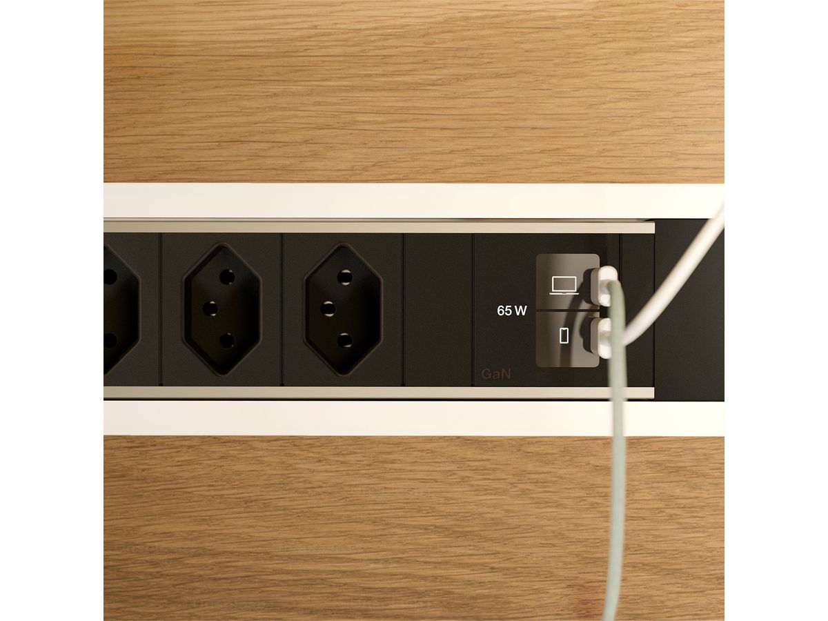 BACHMANN POWER FRAME M 3xCH 0°, 1xUSB C/C 65W L=0,2m