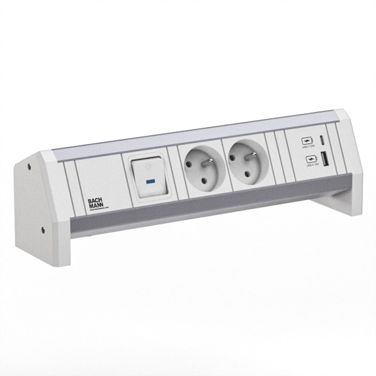 BACHMANN DESK 2xUTE 1xUSB A/C 22W 1xSchalter GST18 RAL9010