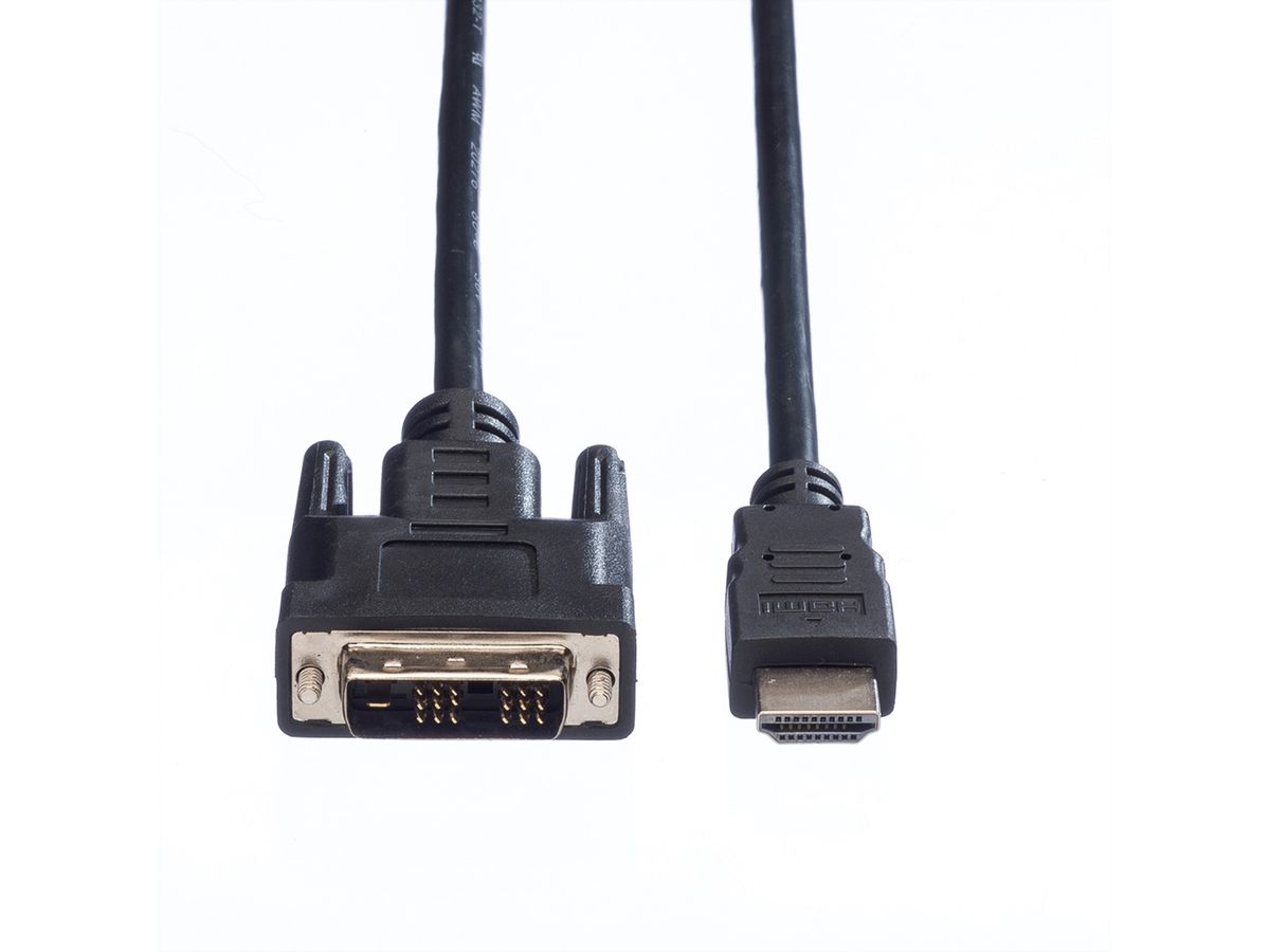 VALUE Kabel DVI (18+1) ST - HDMI ST, schwarz, 1,5 m