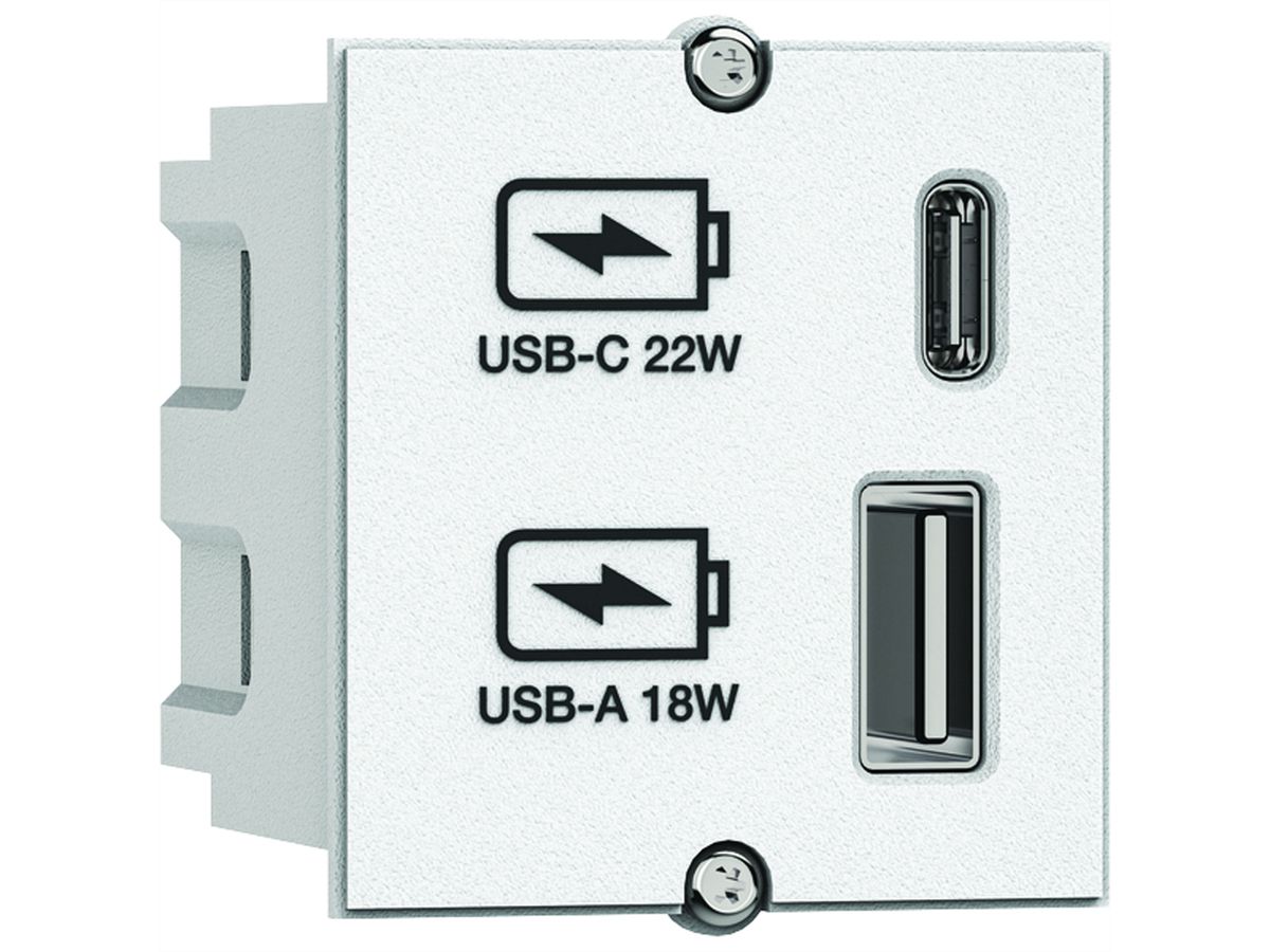 BACHMANN Custom Modul USB Charger Typ A & C 22W, Quickcharge, weiß