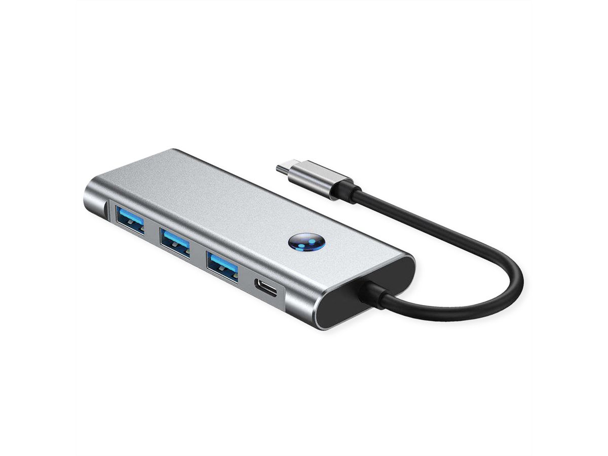 VALUE USB Typ C Docking Station, HDMI 4K60, 3x USB A + Typ C PD, 1x SD/MicroSD (TF)