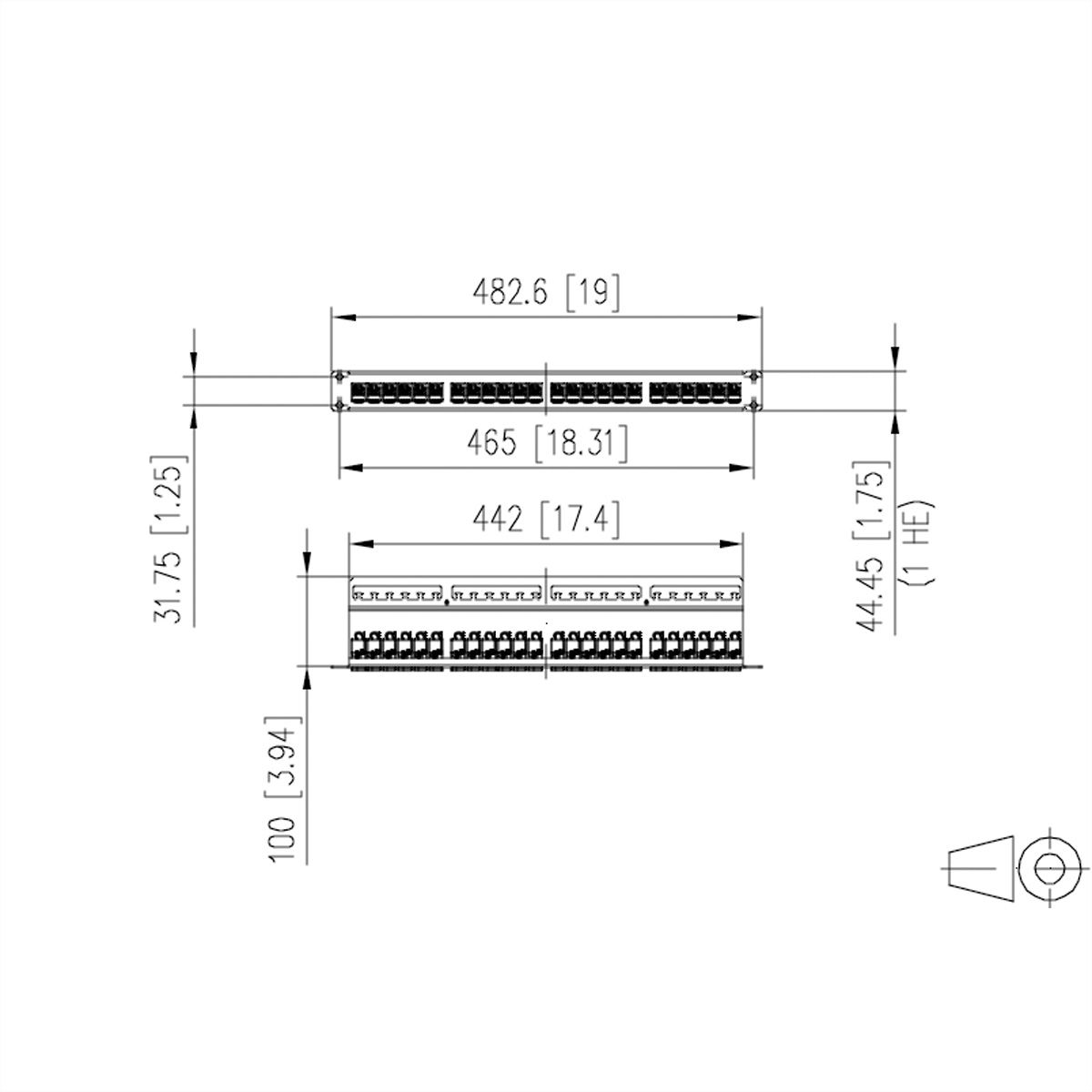 METZ CONNECT C6Amodul 24 Port 180°M 1HE, silberfarben