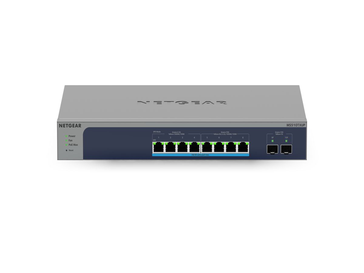 NETGEAR MS510TXUP Netzwerk-Switch Managed L2/L3/L4 10G Ethernet (100/1000/10000) Power over Ethernet (PoE) Grau, Blau