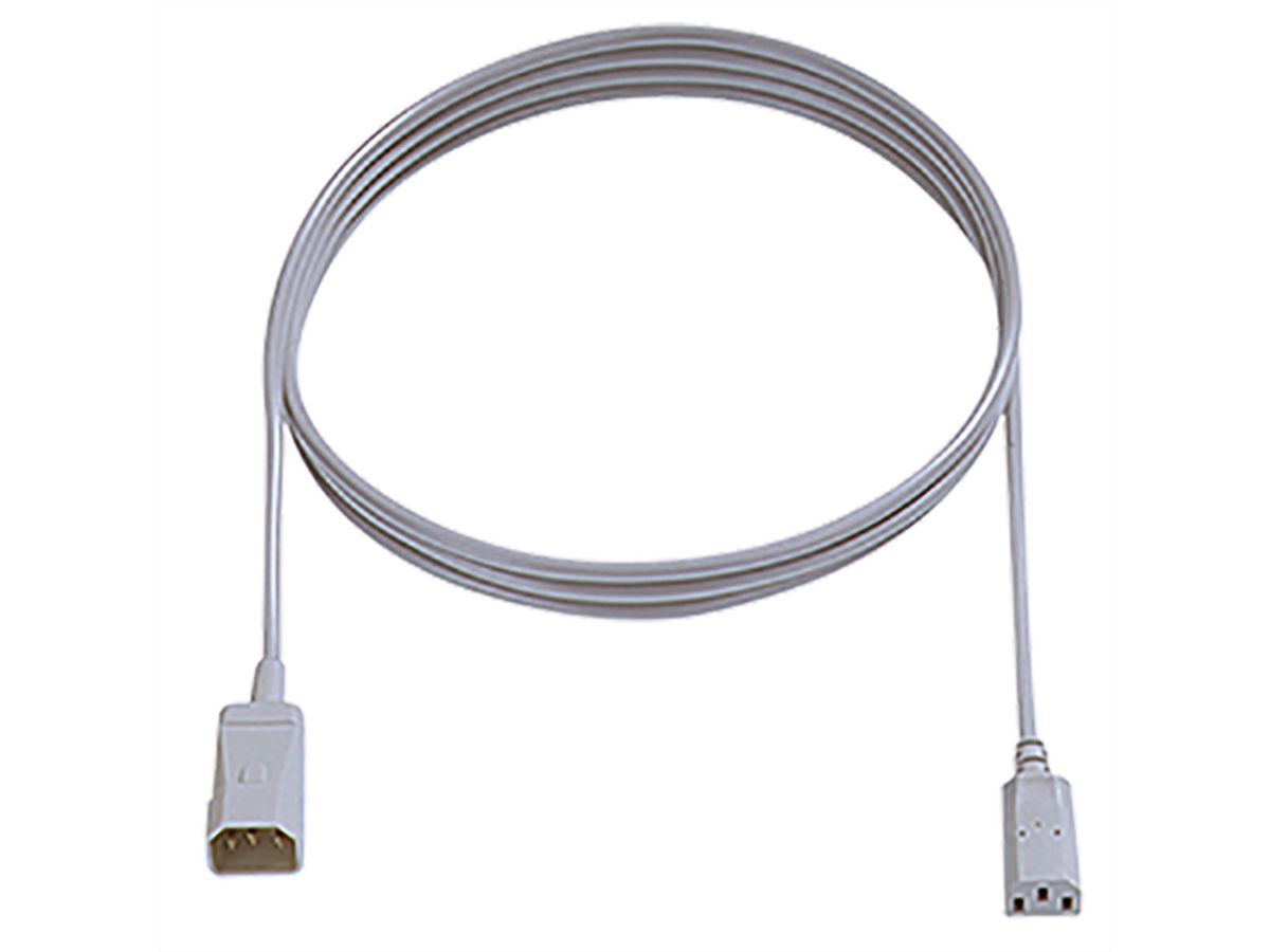 BACHMANN Kaltgeräteverlängerung H05VV-F 3G1,0mm², C14 / C13, grau, 0,5 m