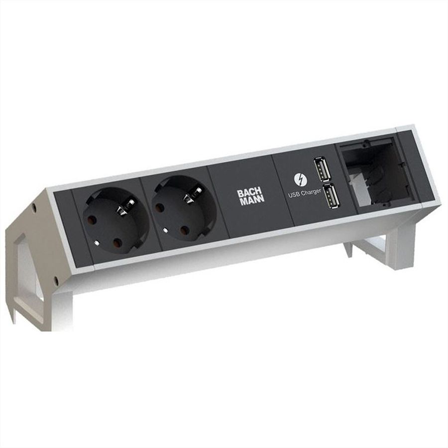 BACHMANN DESK2 2x Schutzkontakt 1x USB-Charger 1x ABD, GST18 Inox