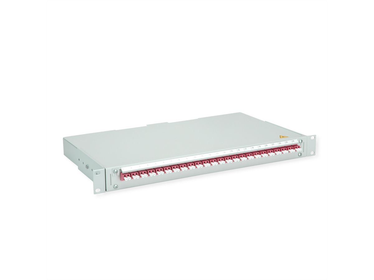 TELEGÄRTNER BASIS V LWL-Panel mit Kupplungen & Pigtails, 24x LC Duplex, violett, OM4