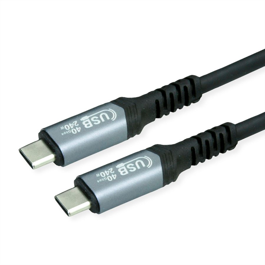 VALUE USB4 Gen3x2 Kabel, C–C, ST/ST, 8K UHD-2, 40Gbit/s, 240W, schwarz, 1 m