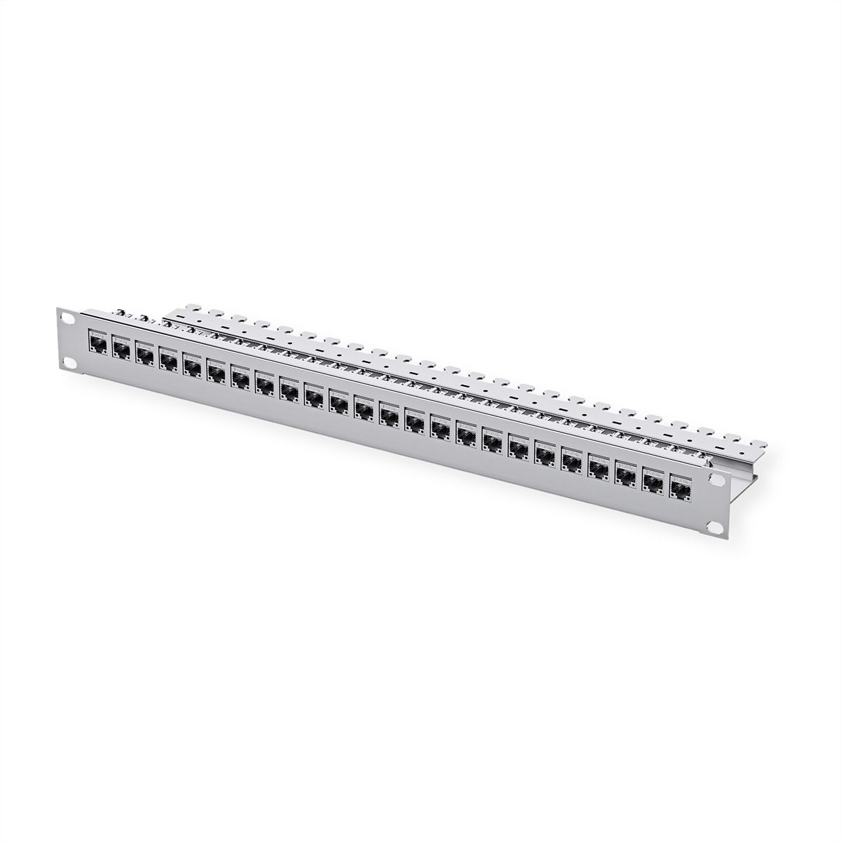 TELEGÄRTNER 19"-Modulträger 1 HE, mit 24 AMJ-SL-Modulen Cat.6A (Class EA), grau