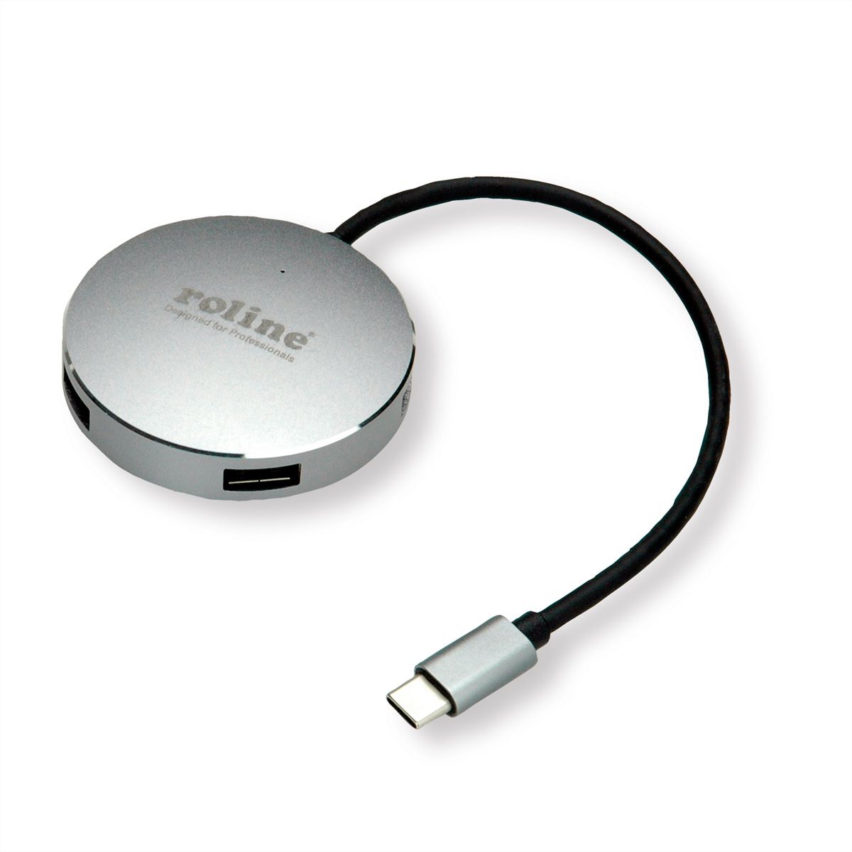 ROLINE USB 3.2 Gen 1 Hub, rund, 4fach, Typ C Anschlusskabel