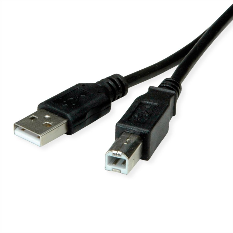 ROLINE RM USB 2.0 Kabel, Typ A-B, schwarz, 0,8 m