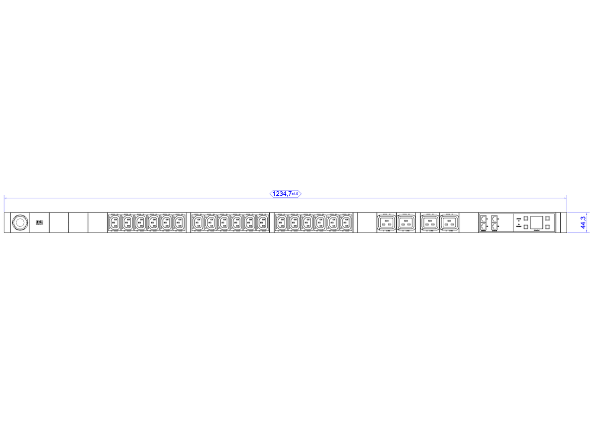BACHMANN BN3500 Slave 18xC13 4xC19, Messung p.Sd.3m H05VV-F 3G2,5 CEE16A LAN