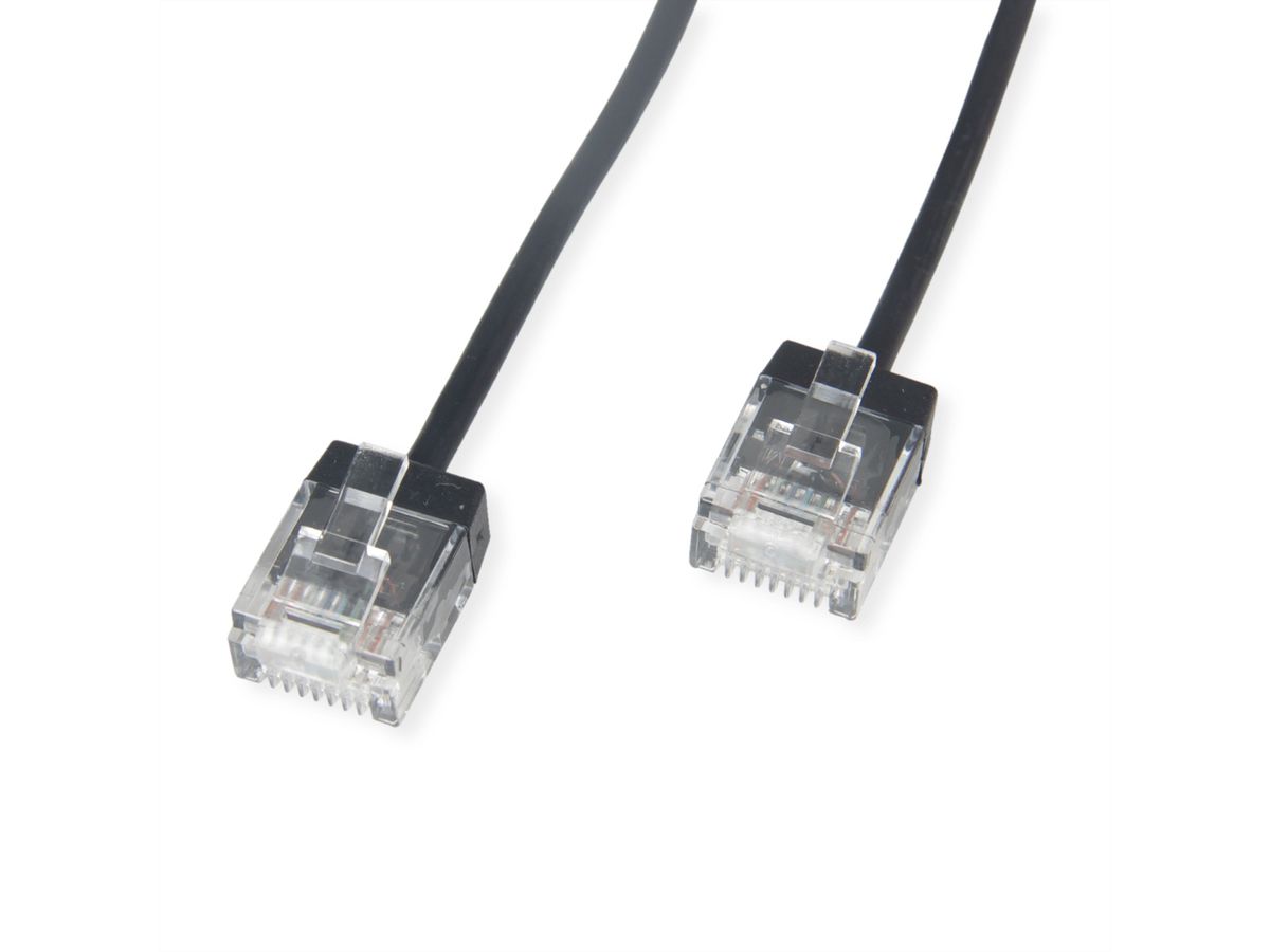 ROLINE UTP DataCenter Patchkabel Kat.6A (Class EA), LSOH, slim, extra kurzer Stecker, schwarz, 5 m