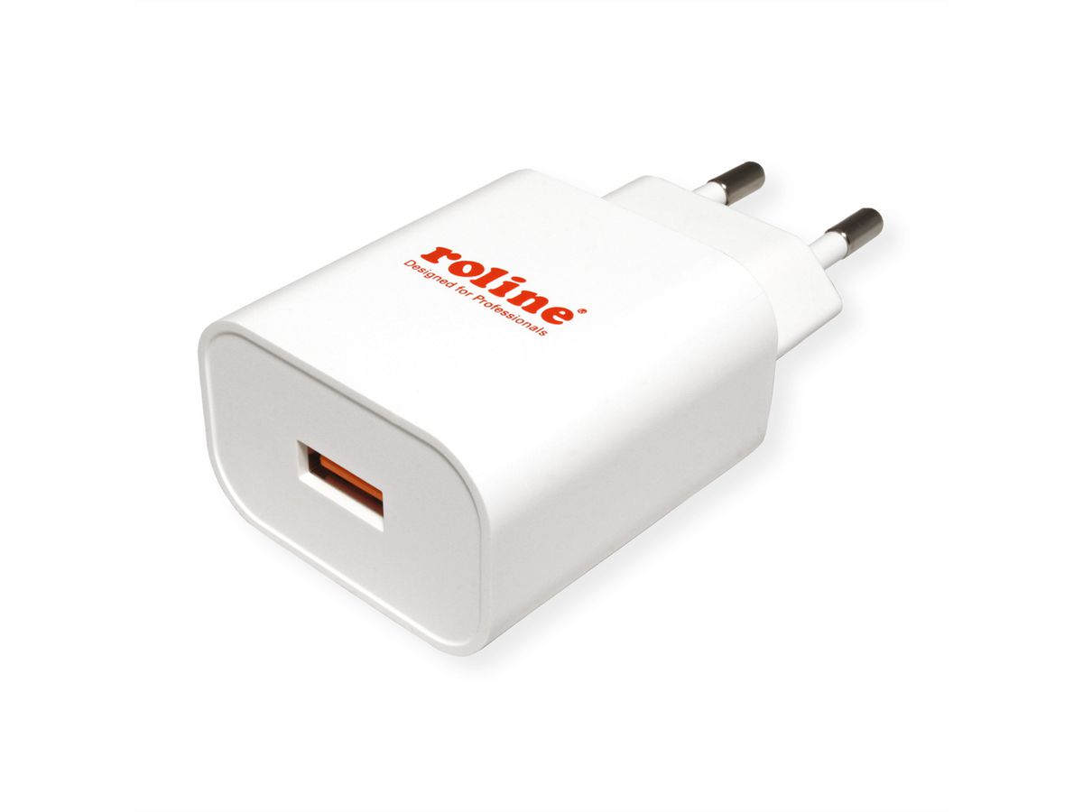 ROLINE USB Charger mit Euro-Stecker, 1 Port, QC3.0, 18W