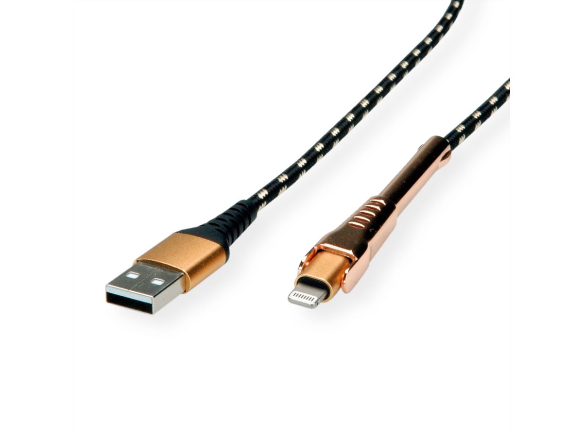 ROLINE GOLD USB 2.0 Sync- & Ladekabel USB-A/Lightning, Stütze, 1 m